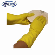 NMSAFETY gelbe Latex lange Manschette Haushalt arbeiten Gummihandschuhe